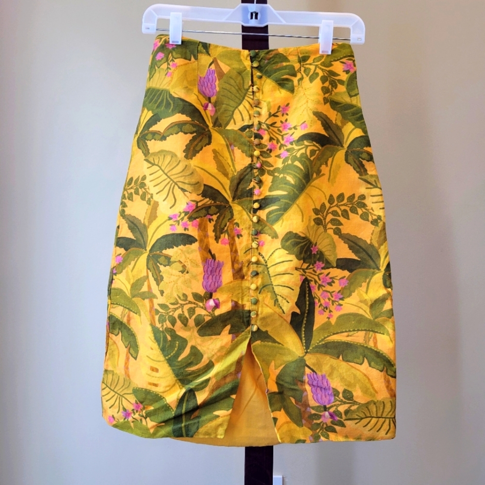 Farm Rio Banana Leaf Midi Skirt